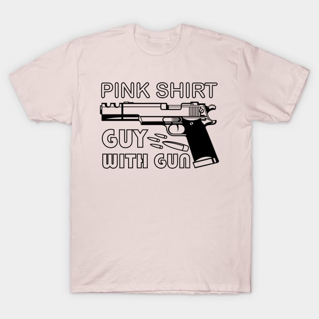 pink shirt guy with gun T-Shirt by somia2020